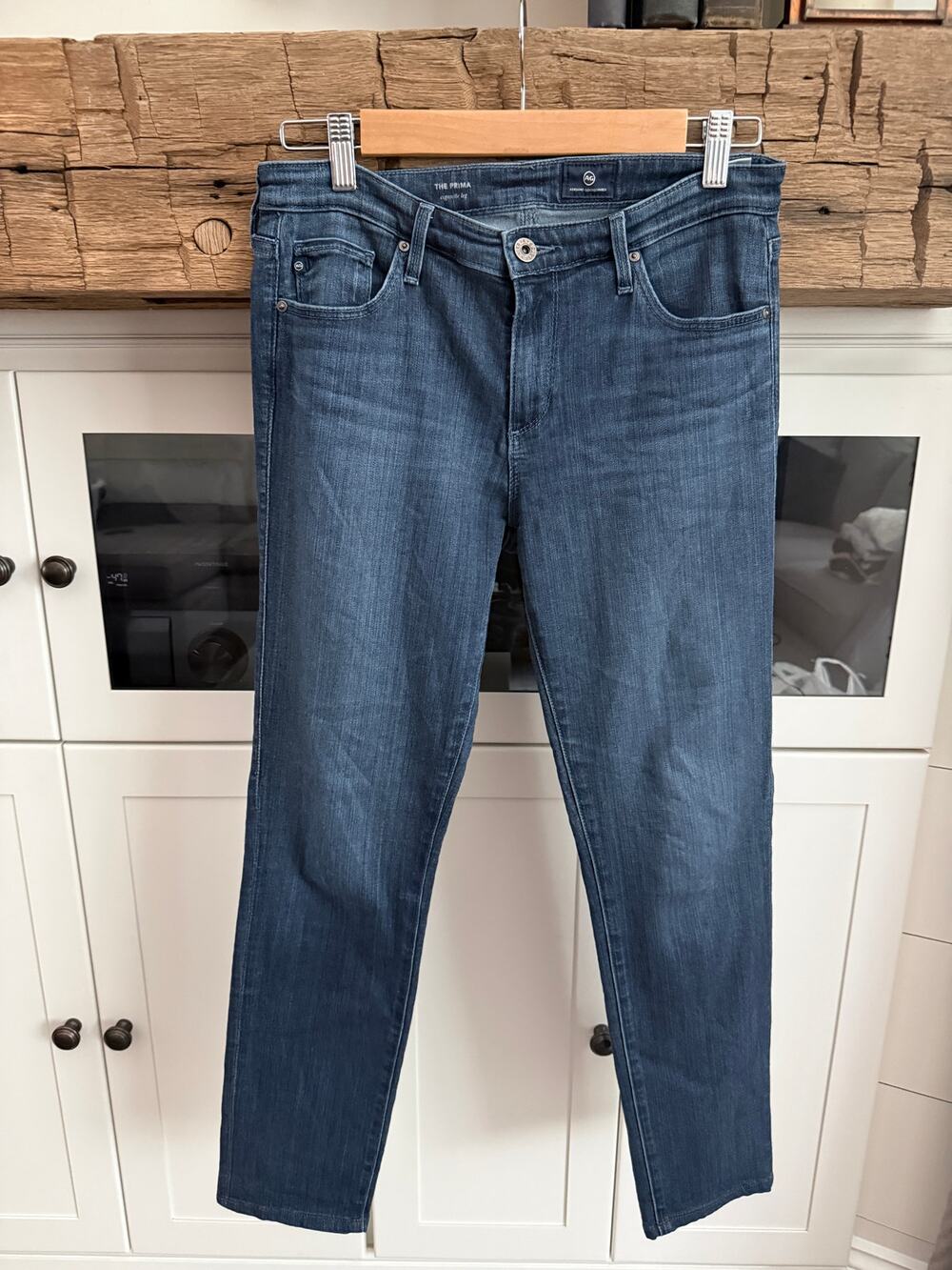 AG Adriano Goldschmied The Prima Cigarette Leg Jeans 28R Mid Rise Stretch Blue